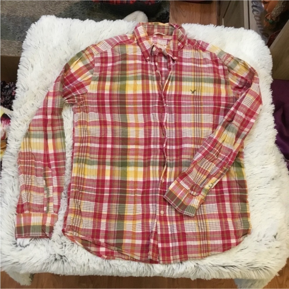American Eagle Outfitters Madras Vintage fit Woman’s size Large plaid - Picture 7 of 14